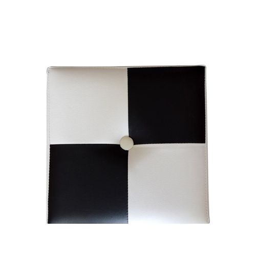 Pouf Coffre De Rangement Noir Blanc Faux Cuir Moderne 30x30x30