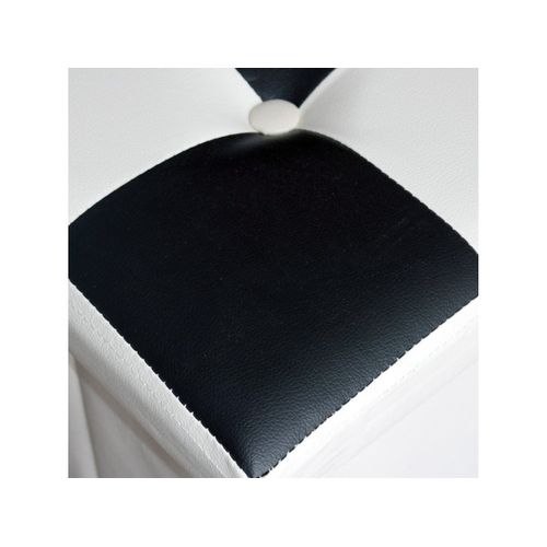 Pouf Coffre De Rangement Noir Blanc Faux Cuir Moderne 30x30x30