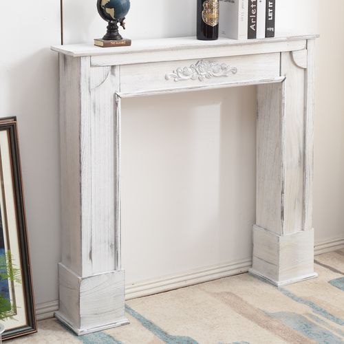 Cadre Decoratif Encadrement Cheminee Bois Gris Shabby 100x105x21