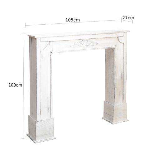 Cadre Decoratif Encadrement Cheminee Bois Gris Shabby 100x105x21
