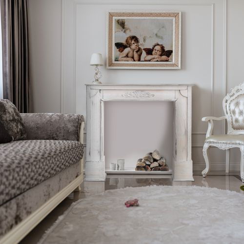 Cadre Decoratif Encadrement Cheminee Bois Gris Shabby 100x105x21