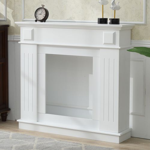 Cadre Decoratif Cheminée Decorative Bois Blanc 100x109x26