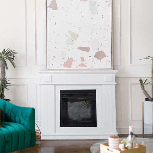 Cadre Decoratif Cheminée Decorative Bois Blanc 100x109x26