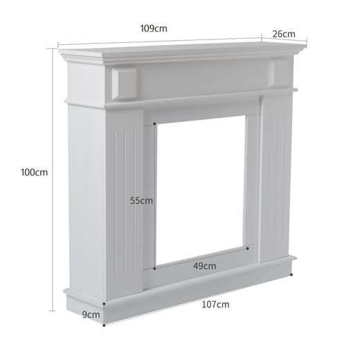 Cadre Decoratif Cheminée Decorative Bois Blanc 100x109x26