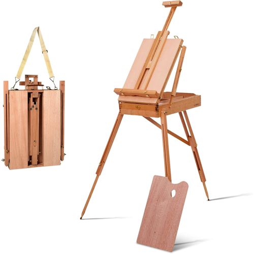 Chevalet De Peintre Sur Pied En Bois Pliable 183cm Avec Tiroir Et Plateau Support