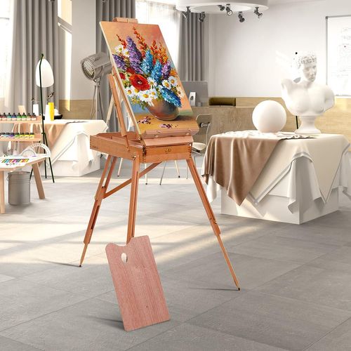 Chevalet De Peintre Sur Pied En Bois Pliable 183cm Avec Tiroir Et Plateau Support