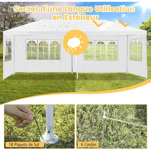 Tonnelle De Jardin/barnum 3x6m-18㎡ Tente De Réception Avec 4 Parois Amovibles Piquets De Terre