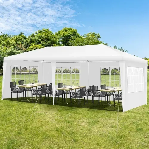 Tonnelle De Jardin/barnum 3x6m-18㎡ Tente De Réception Avec 4 Parois Amovibles Piquets De Terre