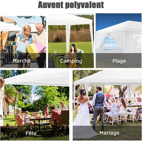 Tonnelle De Jardin/barnum 3x6m-18㎡ Tente De Réception Avec 4 Parois Amovibles Piquets De Terre