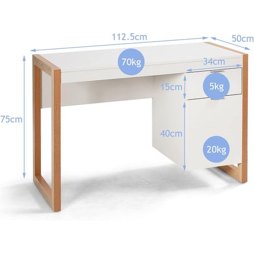 Bureau Informatique Style Moderne 112,5 X 50 X 75 Cm 1 Tiroirs,table D’etude Pour Chambre