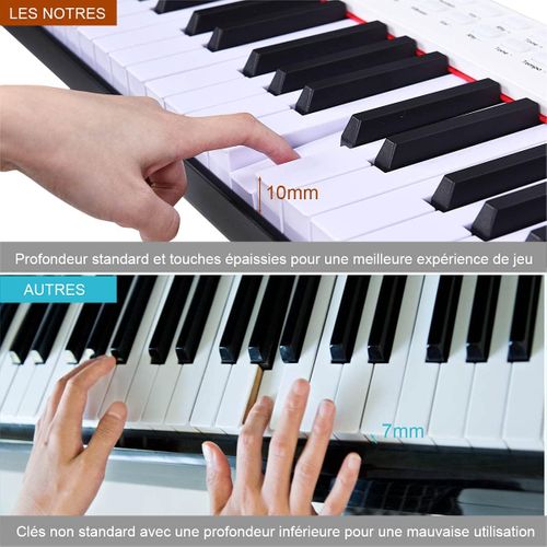 Piano Numérique 88 Touches, Clavier Électronique Portable Avec Touches Lestées(blanc)