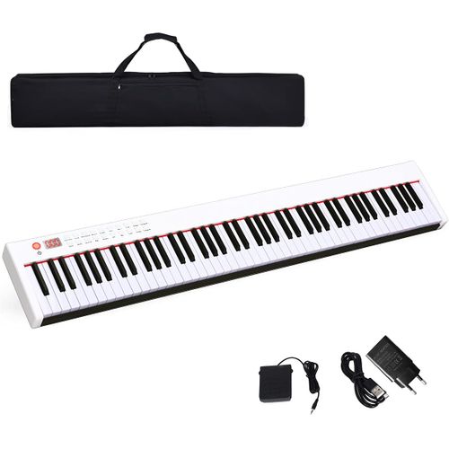 Piano Numérique 88 Touches, Clavier Électronique Portable Avec Touches Lestées(blanc)