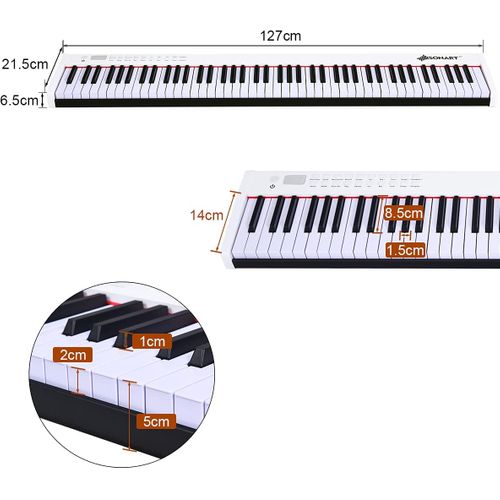 Piano Numérique 88 Touches, Clavier Électronique Portable Avec Touches Lestées(blanc)