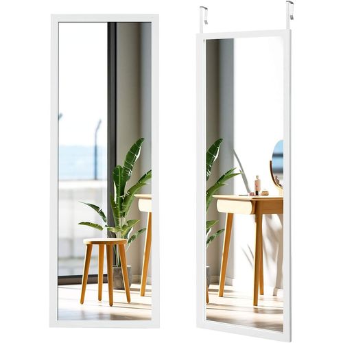 Miroir Mural Suspendu, Miroir De Porte 120 X 37 Cm Blanc