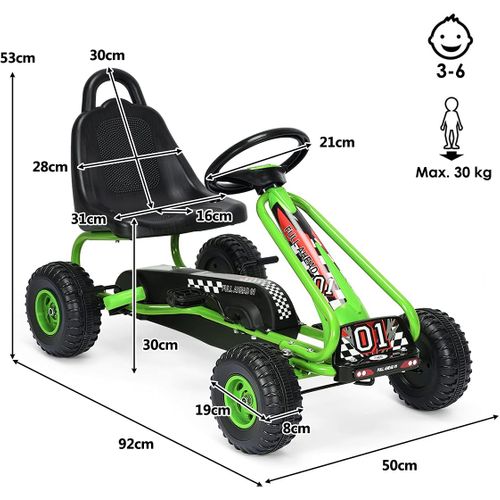 Kart à Pédales Vélo Et Véhicule Pour Enfants Siège Réglable Avec Frein à Main Vert