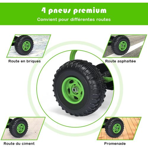 Kart à Pédales Vélo Et Véhicule Pour Enfants Siège Réglable Avec Frein à Main Vert