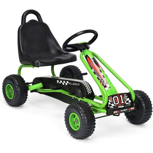 Kart à Pédales Vélo Et Véhicule Pour Enfants Siège Réglable Avec Frein à Main Vert