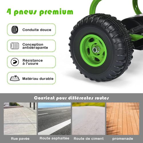 Kart à Pédales Vélo Et Véhicule Pour Enfants Siège Réglable Avec Frein à Main Vert