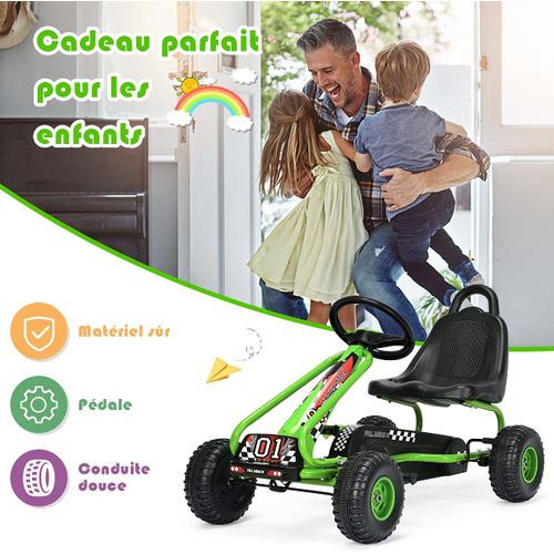 Kart à Pédales Vélo Et Véhicule Pour Enfants Siège Réglable Avec Frein à Main Vert