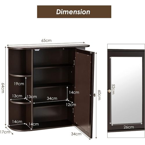 COSTWAY Armoire de Toilette Miroir Murale 50 x 16 x 66 CM avec Etagère à Hauteur Réglable Armoire à Pharmacie (Blanc