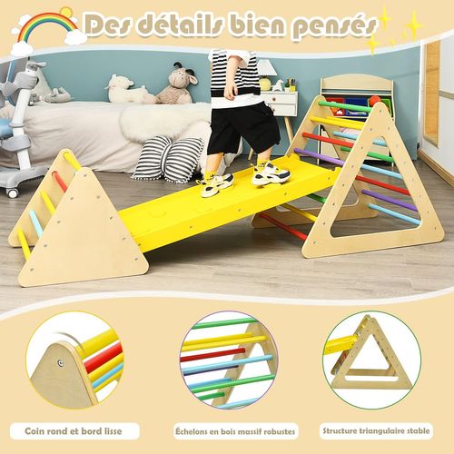 Jeu Intérieur Réglable Triangle D'escalade FANTASK Bois Gris - 5 En 1