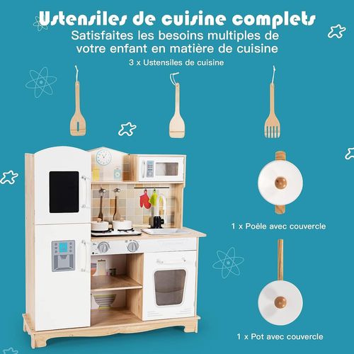 Cuisine pour enfant en bois réfrigérateur + micro-ondes