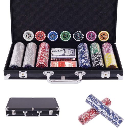 Malette Poker, Ensemble De 300 Jetons Et 2 Jeux De Cartes, 5 Dés, 1 ...