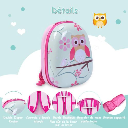 Valise Trolley Pour Enfants à Roulettes 16'' + Sac à Dos 12'' Ensemble De Bagage En Rose Avec Motif