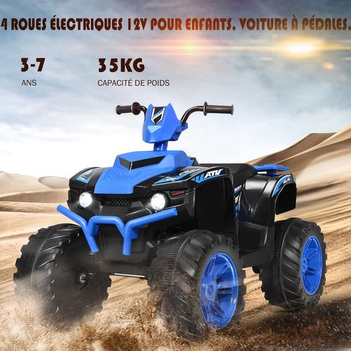 QUAD ÉLECTRIQUE 12V Pour Enfants 3-7 Ans Avec Lumière Musiques Et