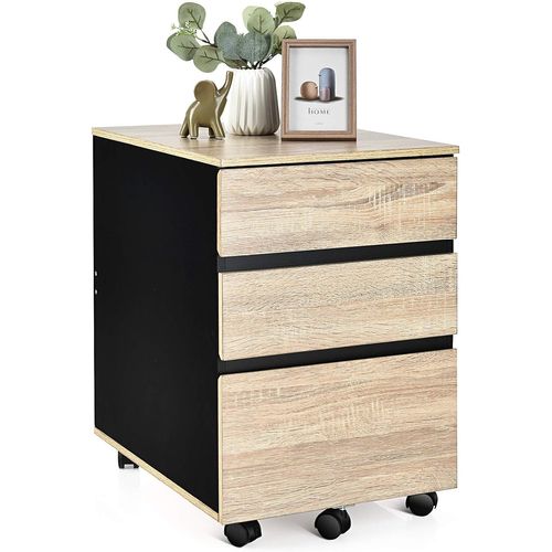 Caisson De Bureau Rangement Bureau Sur Roulettes 3 Tiroir Pour Feuilles A4, Lettre,légal,53x39x58cm