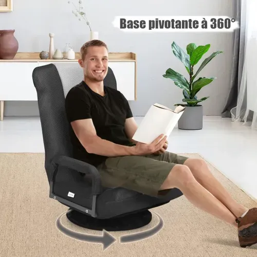 Fauteuil Pliable De Sol, Chaise De Jeu Avec Dossier Réglable Sur 6 Positions (marron)