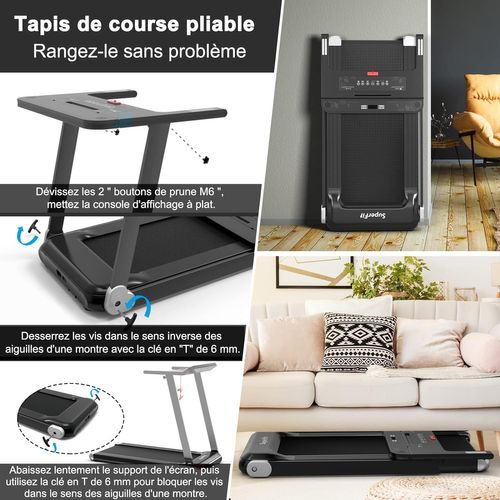 Tapis De Course Pliable Avec 12 Programmes, 12 Km/h, Tapis De Marche Électrique,Argent
