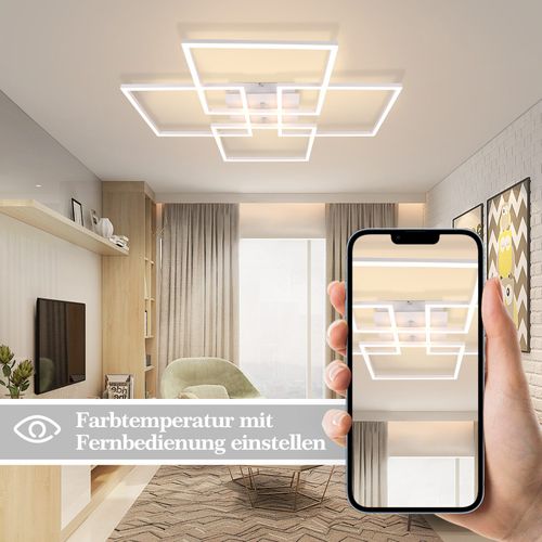 Plafonnier LED Blanc, Intensité Variable Avec Télécommande, Moderne, 3000k - 6500k, 48w