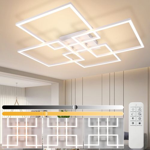 Plafonnier LED Blanc, Intensité Variable Avec Télécommande, Moderne, 3000k - 6500k, 48w