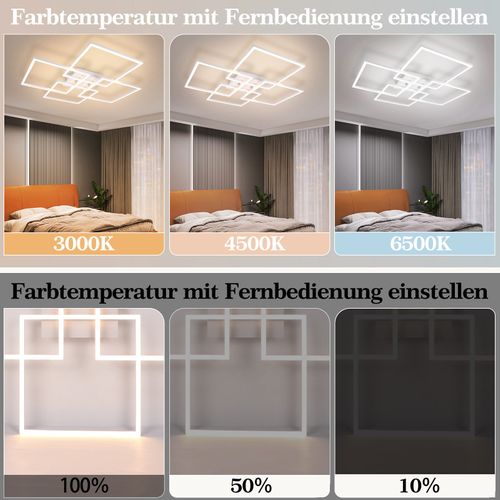 Plafonnier LED Blanc, Intensité Variable Avec Télécommande, Moderne, 3000k - 6500k, 48w