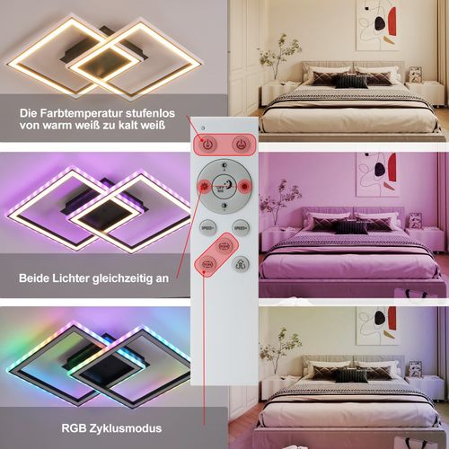 Plafonnier LED Pour Salon Intensité Variable Moderne Rgb Avec Télécommande 3000-6000k Rgb Moderne 13