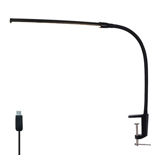 Lampe De Bureau LED Noire 3 Couleurs 5 Niveaux De Luminosité USB Protection Des Yeux Flexible