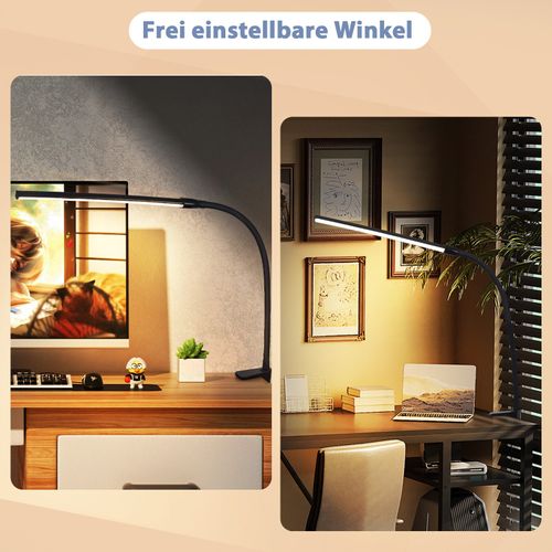 Lampe De Bureau LED Noire 3 Couleurs 5 Niveaux De Luminosité USB Protection Des Yeux Flexible