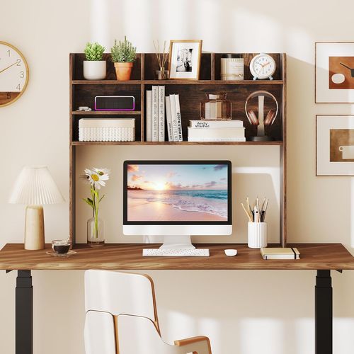 Étagère De Bureau, Meuble De Rangement Avec 6 Étagères, 94 X 24 X 85 Cm (brun Rustique)