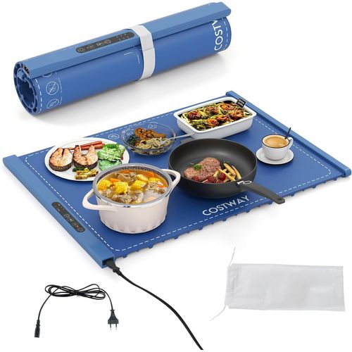Chauffe Plat Électrique Pliable, Température Et Minuterie Réglables (bleu, 59×43.5×2.2)
