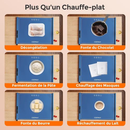 Chauffe Plat Électrique Pliable, Température Et Minuterie Réglables (bleu, 59×43.5×2.2)