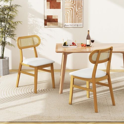 Lot De 2 Chaises De Salle à Manger En Bois D’hévéa – Dossier Et Siège Rembourrés