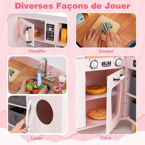 Cuisine en bois 2 modules design moderne - cuisine jouet avec lumières