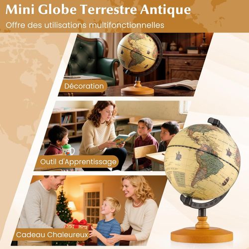 Exerz Globe Terrestre 14cm Anglais - Décoration Éducative Avec Base Inox