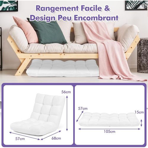 Canapé Paresseux Tatami Pliable Chaise De Plancher Coussin De Chaise De Lit Siège De Sol (blanc)