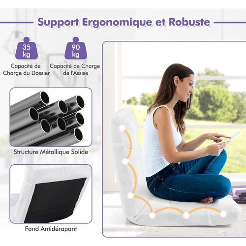 Canapé Paresseux Tatami Pliable Chaise De Plancher Coussin De Chaise De Lit Siège De Sol (blanc)