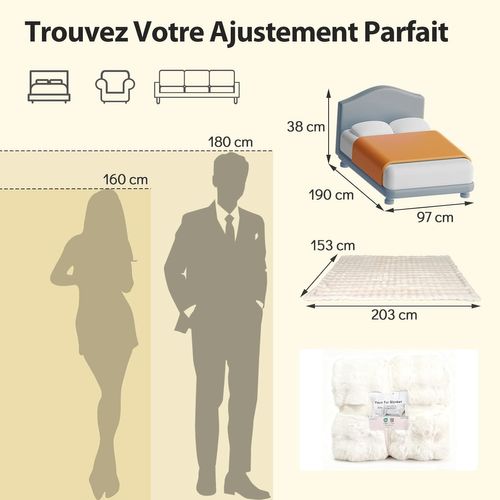 Couverture Polaire Flanelle, Plaid En Fausse Fourrure Chaude Et Moelleuse (150 X 200 Cm,blanc)