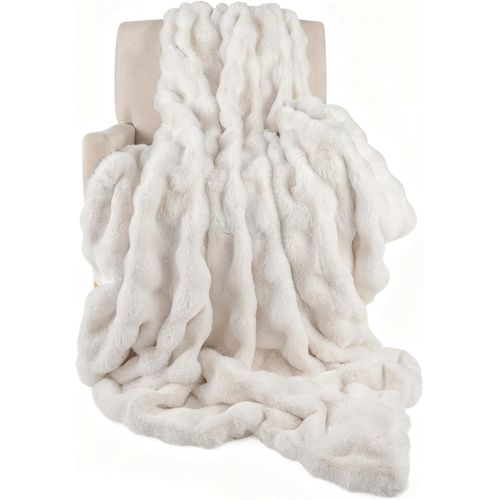Couverture Polaire Flanelle, Plaid En Fausse Fourrure Chaude Et Moelleuse (150 X 200 Cm,blanc)