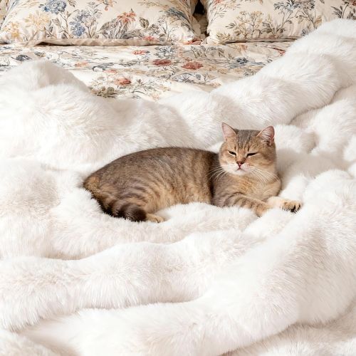 Couverture Polaire Flanelle, Plaid En Fausse Fourrure Chaude Et Moelleuse (150 X 200 Cm,blanc)