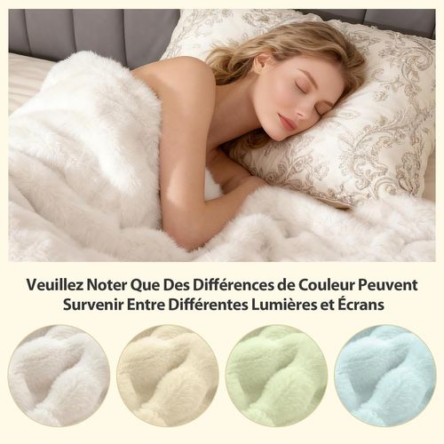 Couverture Polaire Flanelle, Plaid En Fausse Fourrure Chaude Et Moelleuse (150 X 200 Cm,blanc)